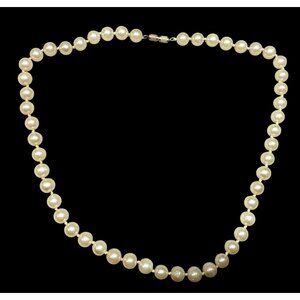 Vintage Hand Knotted Faux Pearl Beaded Necklace
